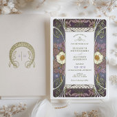 ヴィンテージパープル結婚式招待状アールヌーボー 招待状