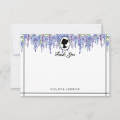 ヴィンテージパープル花模様リージェンシーエラブライダルシャワー サンキューカード (正面)