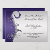 ヴィンテージパープル華美とシルバ結婚ーポスト 招待状 (正面/裏面)