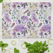 ヴィンテージパープル薄紫植物学 キッチンタオル (折り畳み)