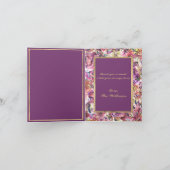 ヴィンテージパープル金ゴールドコーラルフローラ90誕生日 サンキューカード (内部)