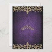 ヴィンテージパープル金ゴールドプリンセスティアラキンセアニラ 招待状 (裏面)