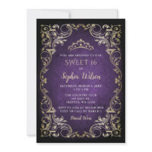 ヴィンテージパープル金ゴールドプリンセスティアラスイート16