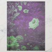 ヴィンテージパープル&クリームフローラスクラップブック紙 (正面)