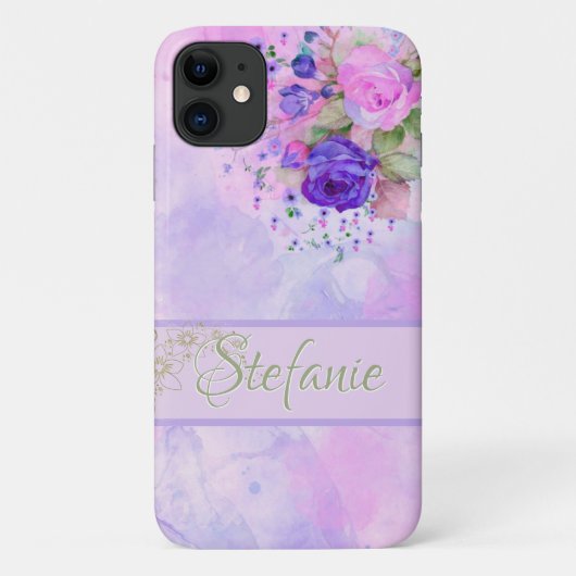 ヴィンテージパープル&ピンクローズ Case-Mate iPhoneケース (裏面)