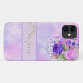 ヴィンテージパープル&ピンクローズ Case-Mate iPhoneケース (裏面(横))