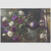 ヴィンテージパープル&ホワイトローズブーケデクページ 薄葉紙 (正面)