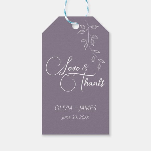 ヴィンテージパープル&ボタニカルラージメッセージカード ギフトタグ (正面)