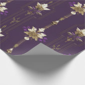 ヴィンテージパープル&金ゴールドクリスマスラッピング紙 ラッピングペーパー (角)