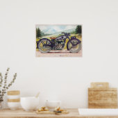 ヴィンテージパープルF.N.オートバイプリント ポスター (キッチン)