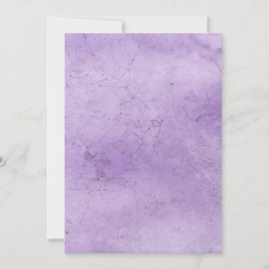 ヴィンテージパープ結婚ルのハート水グランジ色 招待状 (裏面)