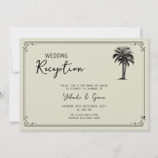 ヴィンテージパームツリーウェディングレセプションのみ 招待状 (正面)