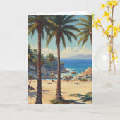 ヴィンテージパームツリーズコートダジュールトラベル カード (黄色い花)