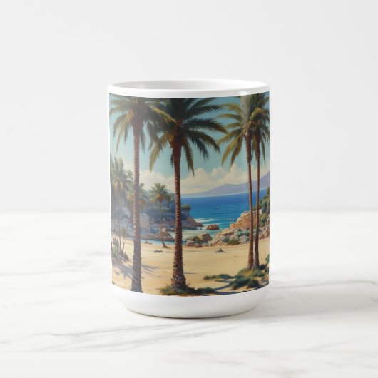 ヴィンテージパームツリーズコートダジュールトラベル コーヒーマグカップ (中央)