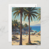 ヴィンテージパームツリーズコートダジュールトラベル シーズンポストカード (正面/裏面)