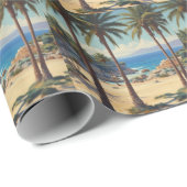 ヴィンテージパームツリーズコートダジュールトラベル ラッピングペーパー (ロールコーナー)