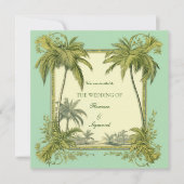 ヴィンテージパームツリーデスティネーションウェディング招待状 招待状 (正面)