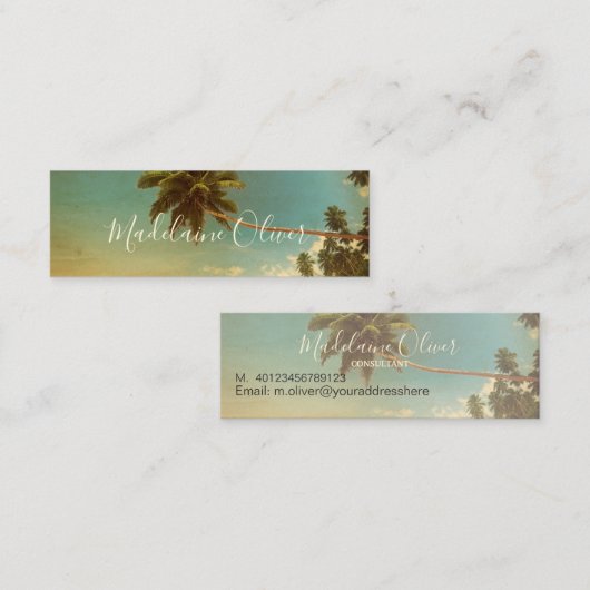 ヴィンテージパームツリートロピカルビーチミエレガントニ スキニー名刺 (正面/裏面)