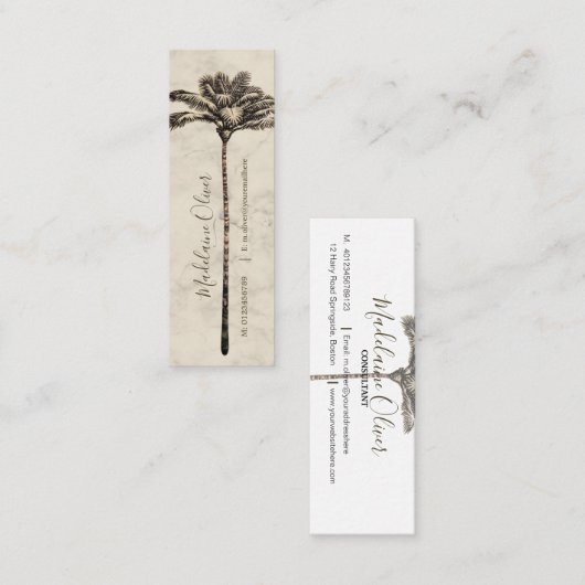 ヴィンテージパームツリートロピカルマエレガントーブル スキニー名刺 (正面/裏面)