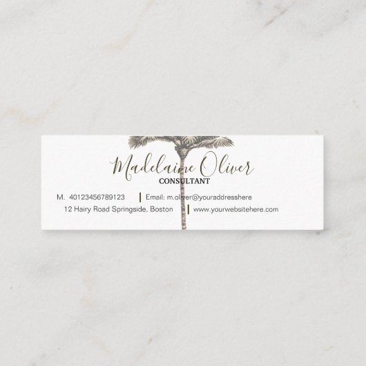 ヴィンテージパームツリートロピカルマエレガントーブル スキニー名刺 (裏面)