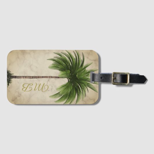 ヴィンテージパームツリートロピカルマエレガントーブル ラゲッジタグ (正面横)