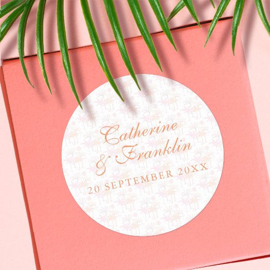 ヴィンテージパームツリートロピカル結婚ズ ラウンドシール