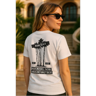 ヴィンテージパームツリーマイアミビーチファミリーバケーション Tシャツ