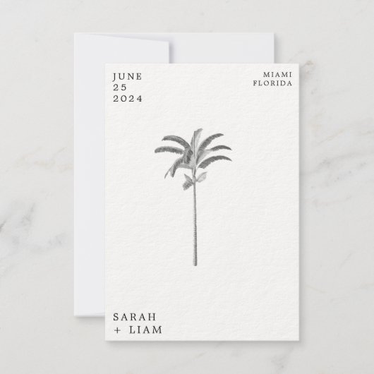 ヴィンテージパームツリー宛先ウェディング日付を保存 招待状 (正面)