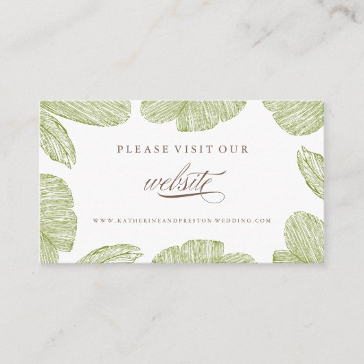 ヴィンテージパームデスティネーションウェディングウェブサイトの挿入 エンクロージャーカード (正面)