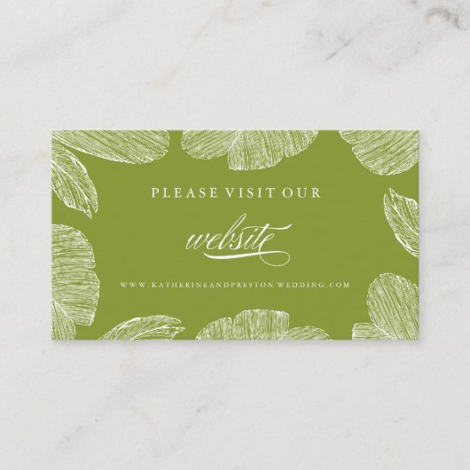 ヴィンテージパームデスティネーションウェディングウェブサイトの挿入 エンクロージャーカード (正面)