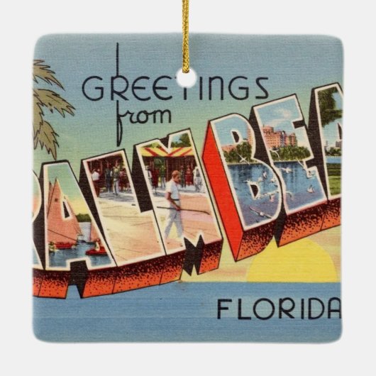 ヴィンテージパームビーチグリーティング セラミックオーナメント (裏面)