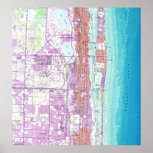 ヴィンテージパームビーチフロリダの地図(1946年) ポスター (正面)