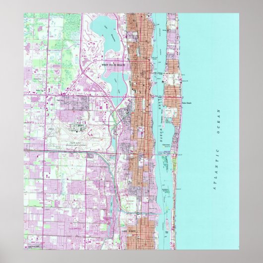 ヴィンテージパームビーチフロリダの地図(1946) 2 ポスター (正面)