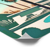 ヴィンテージパーム春ウォーターカラーパームツリーズ ポスター (角)