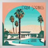 ヴィンテージパーム春ウォーターカラーパームツリーズ ポスター (正面)