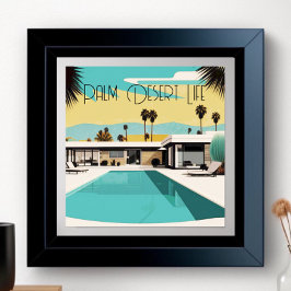 ヴィンテージパーム春ウォーターカラープール ポスター