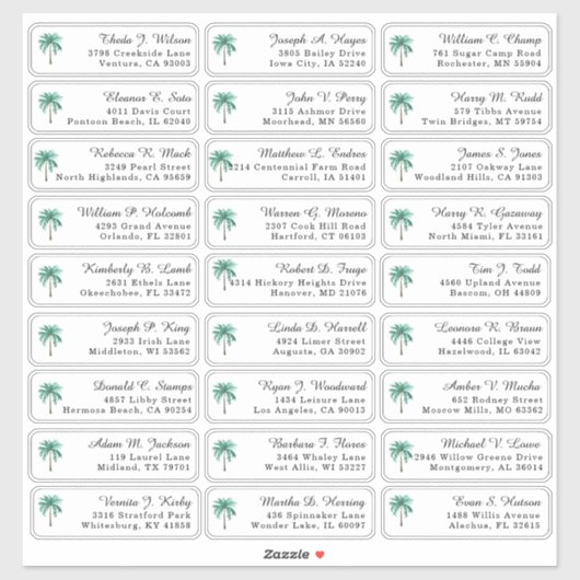 ヴィンテージパーム結婚ツリーズゲスト住所 シール (シート)