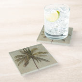 ヴィンテージパーム絵画ツリー ガラスコースター (アングル)