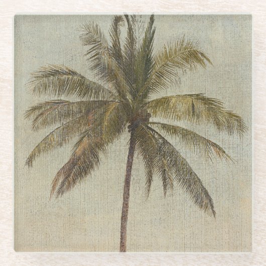 ヴィンテージパーム絵画ツリー ガラスコースター (正面)