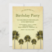 ヴィンテージパーム・ツリーズ誕生日パーティー 招待状 (正面)