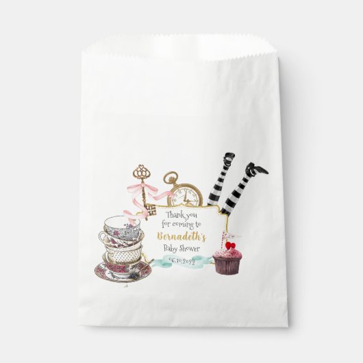 ヴィンテージパールスワンダーランドベビーシャワーパーティー フェイバーバッグ (正面)