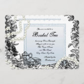 ヴィンテージパールズブルーブライダルティー 招待状 (正面/裏面)