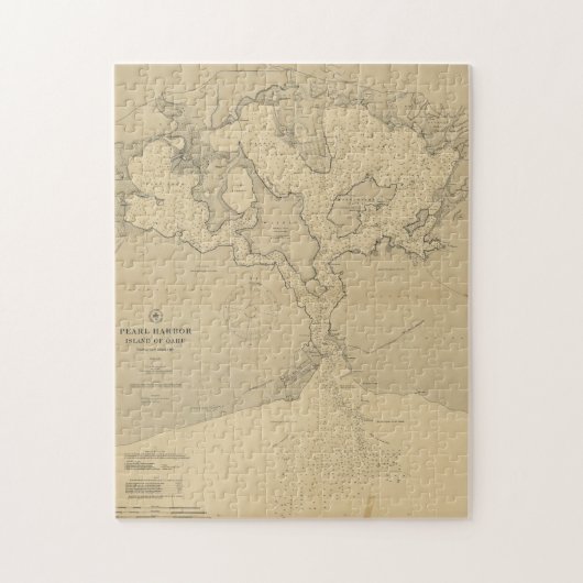 ヴィンテージパールハーバーHIの地図(1907) ジグソーパズル (縦)