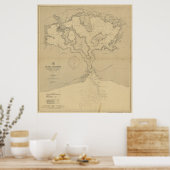 ヴィンテージパールハーバーHIの地図(1907) ポスター (キッチン)