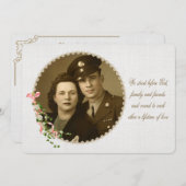 ヴィンテージパール結婚フレームの発願の更新 招待状 (正面/裏面)