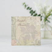 ヴィンテージパール&レースフローラコラージュブライダルシャワー 招待状 (スタンド正面)