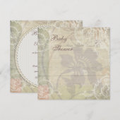 ヴィンテージパール&レースフローラコラージュベビーシャワー 招待状 (正面/裏面)