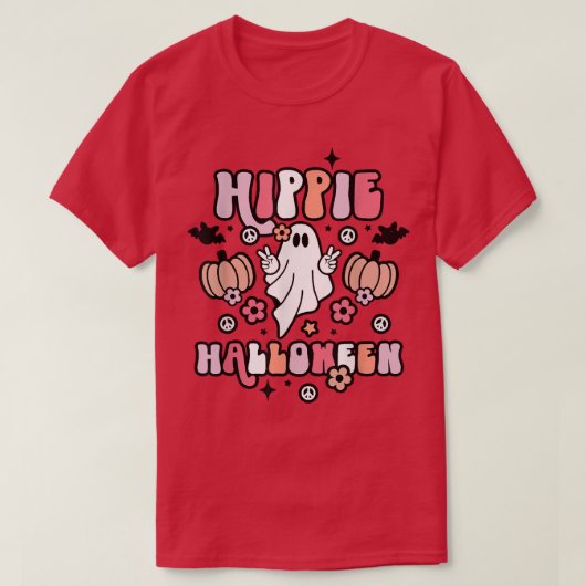 ヴィンテージヒッパイハロウィン幽霊ブハロウ不気味ェイ Tシャツ (デザイン正面)