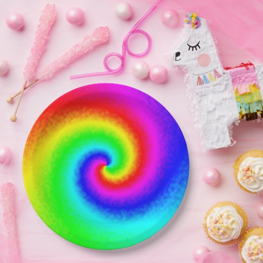 ヴィンテージヒッパイボホ絞り染めトワサイケデリックリル ペーパープレート (パーティー)