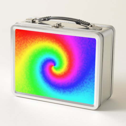 ヴィンテージヒッパイボホ絞り染めトワサイケデリックリル メタルランチボックス (正面)